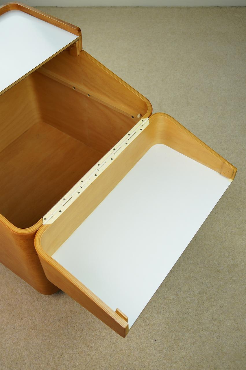 Vintage Beech Bent Plywood Side Table, Bar Storage, Retro MCM, 1960s Isokon Era 5