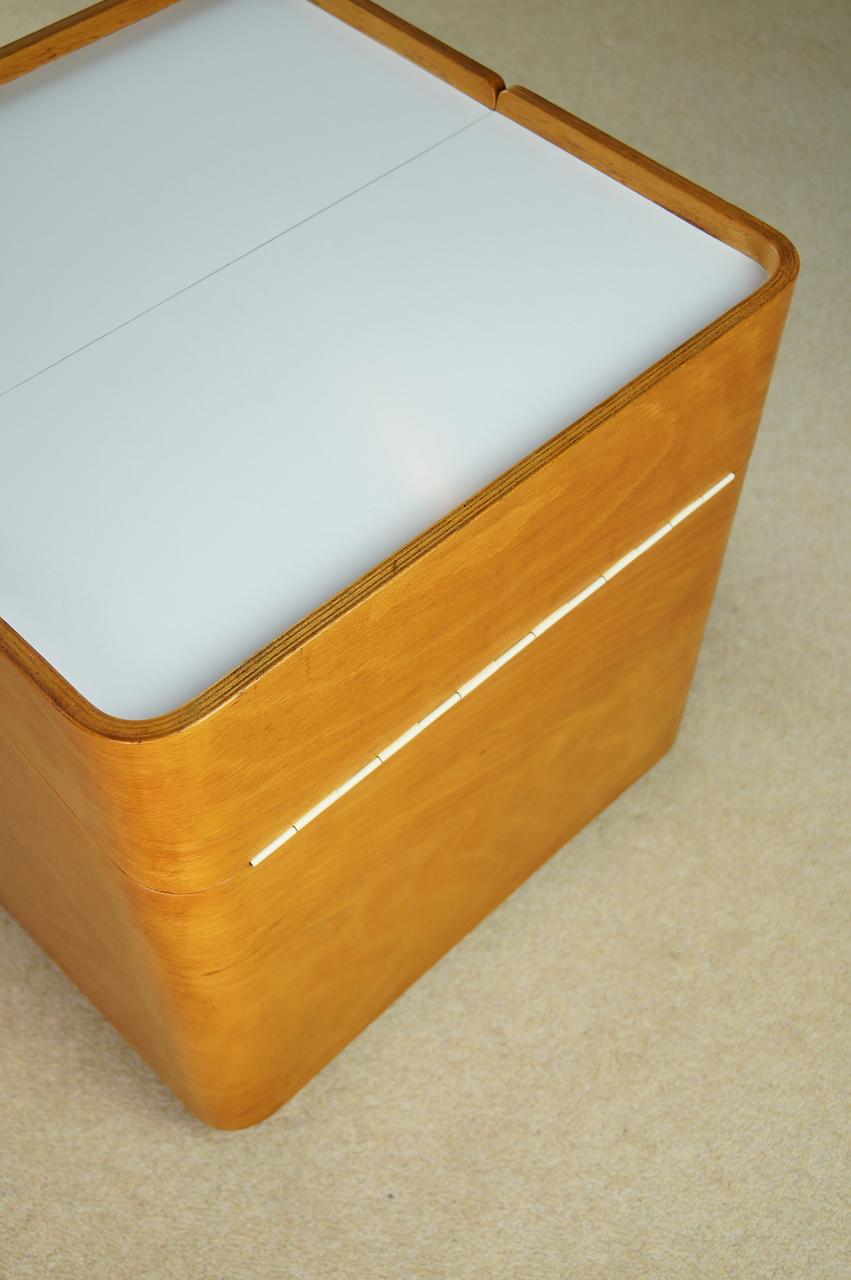 Vintage Beech Bent Plywood Side Table, Bar Storage, Retro MCM, 1960s Isokon Era 6