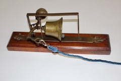 Vintage Buche Messing Eisen Wandglocke Portiersglocke Blaue Schnur:: Österreich:: 18