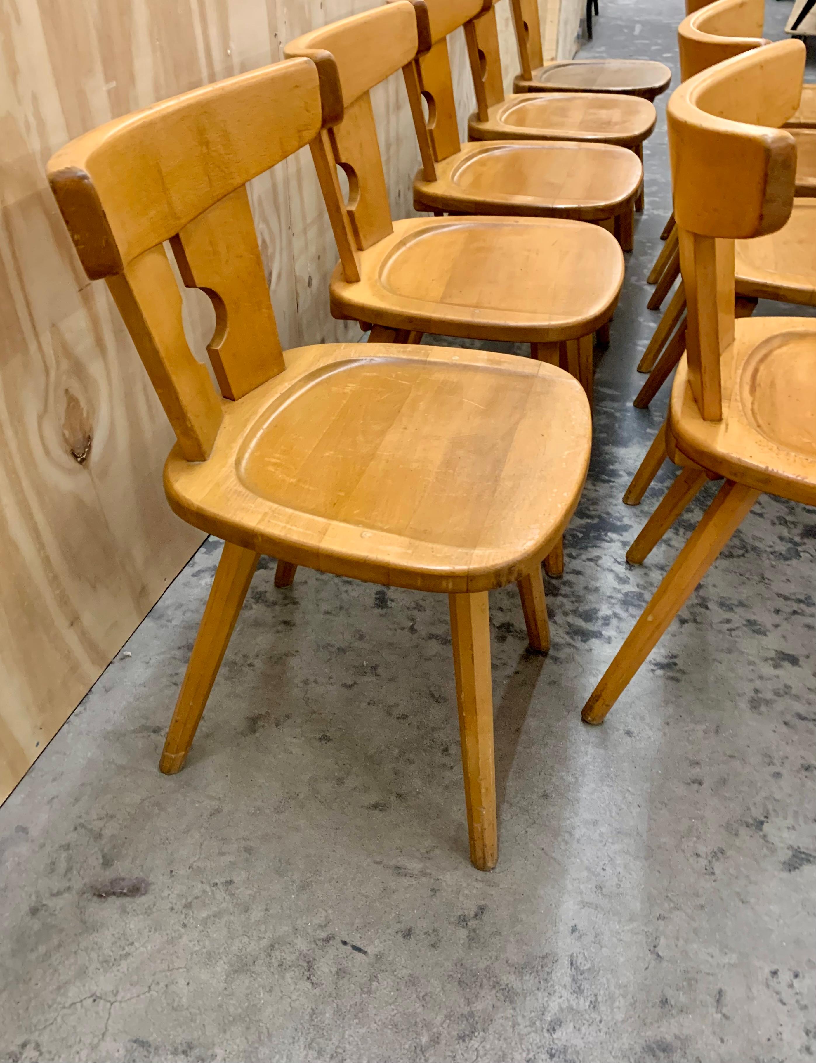 French Vintage Beech Chalet Chairs For Sale