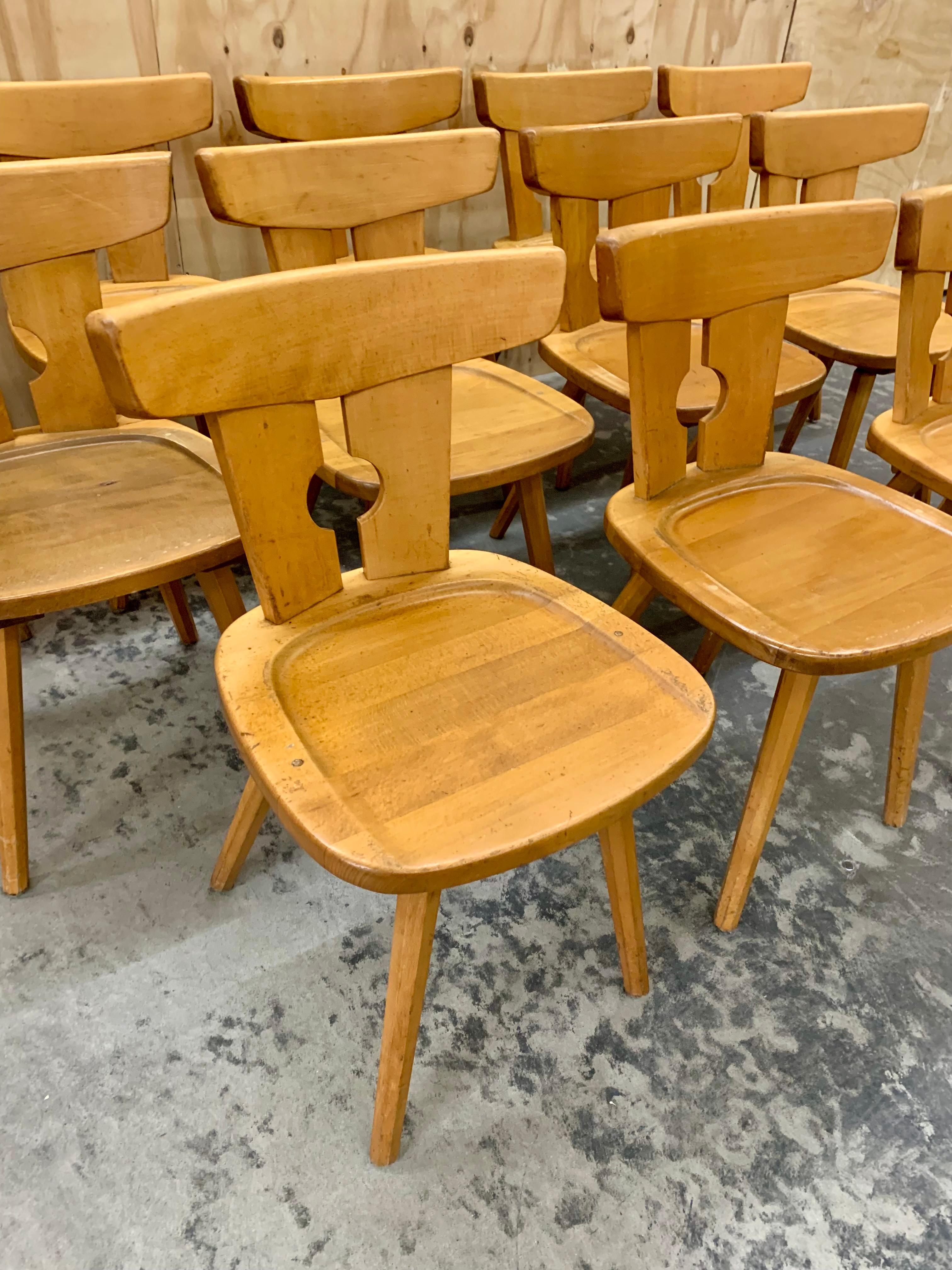Vintage Beech Chalet Chairs In Good Condition For Sale In Hellerup, DK