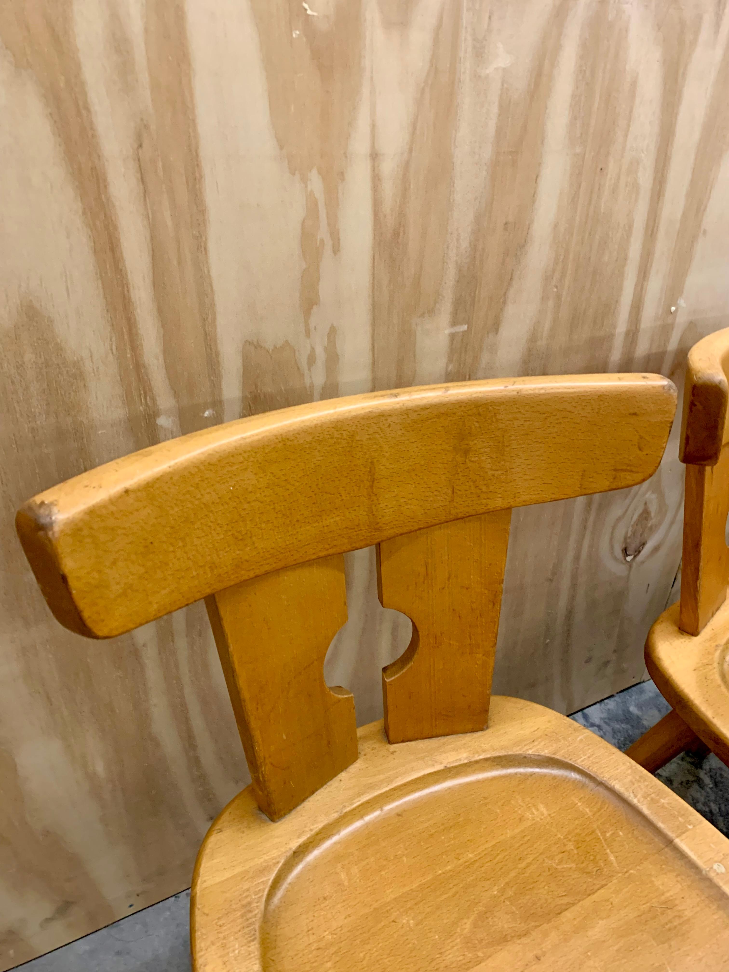 Vintage Beech Chalet Chairs For Sale 1