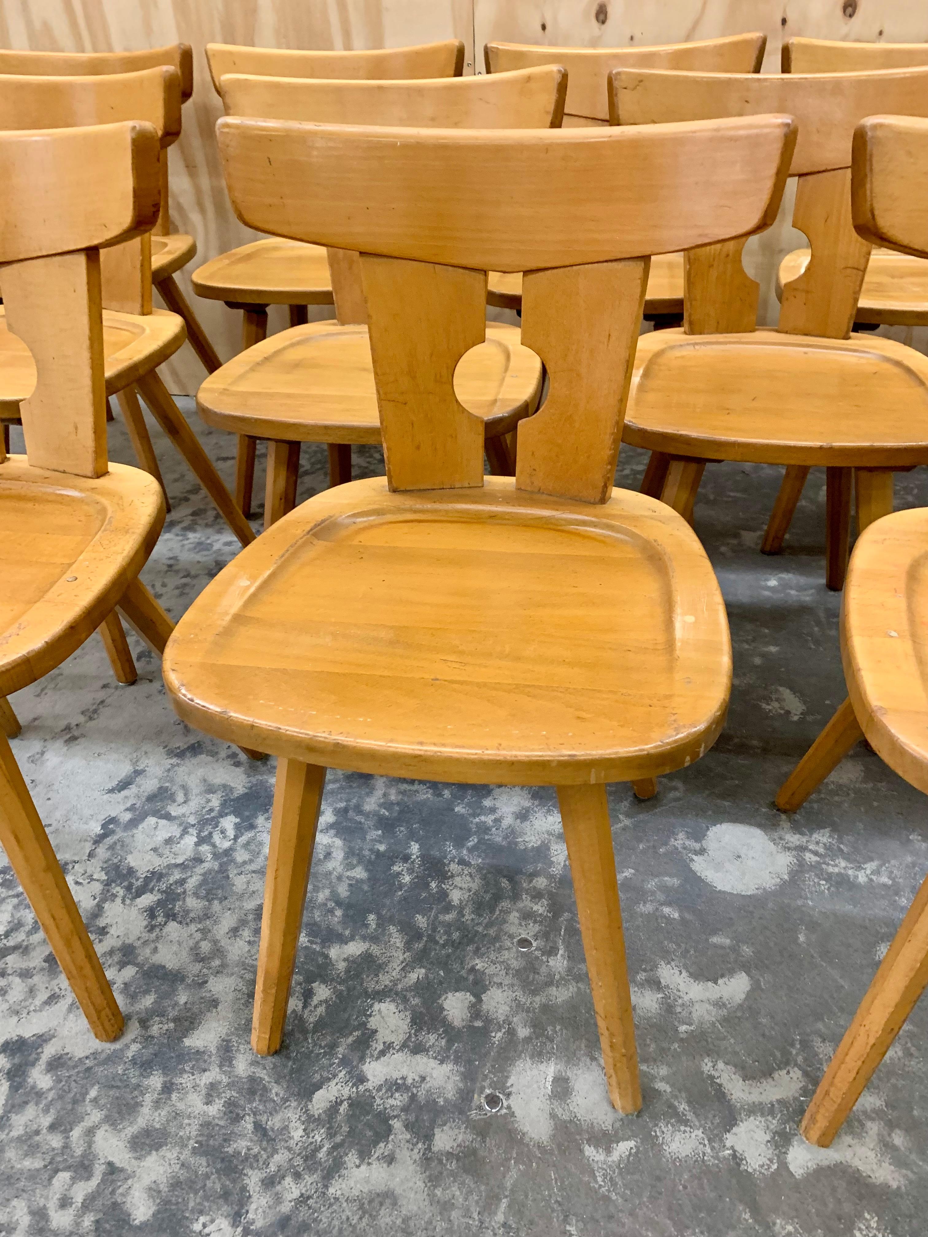 Vintage Beech Chalet Chairs For Sale 2