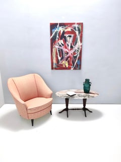 Beech Coffee Table Attributed to Paolo Buffa with an Oval Red Onyx Top