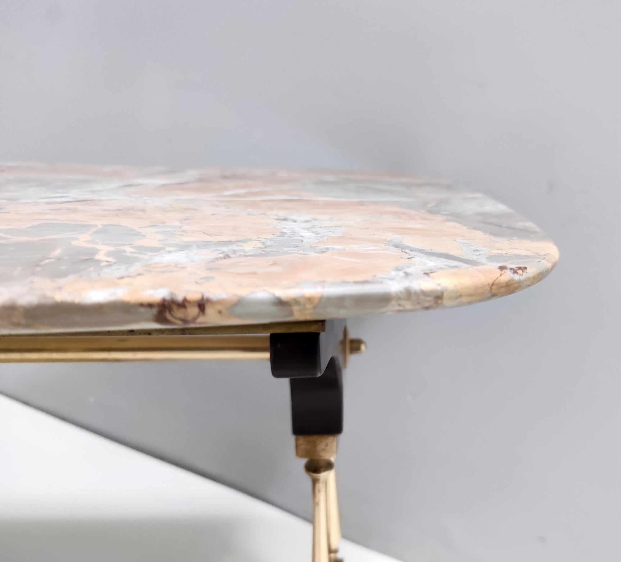 Vintage Beech Coffee Table with a Rectangular Marble Breccia Pernice Top For Sale 3