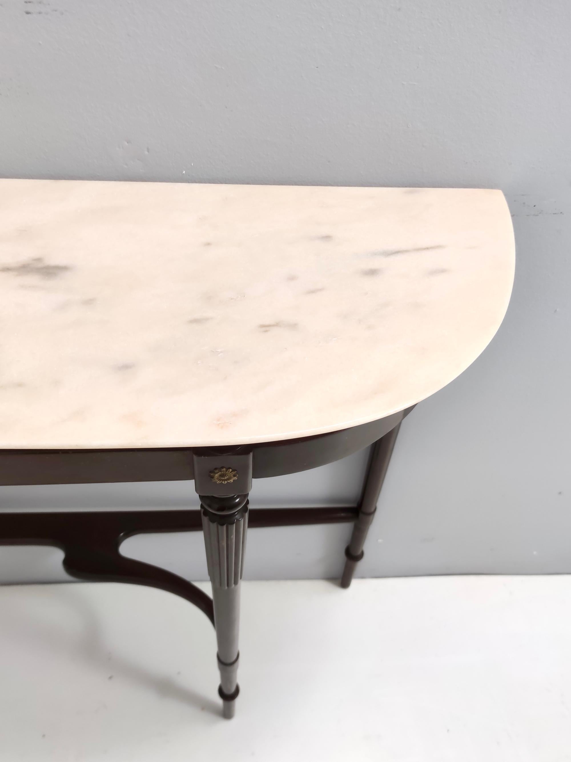 Vintage Beech Console Table with Portuguese Pink Marble Top, Italy 3