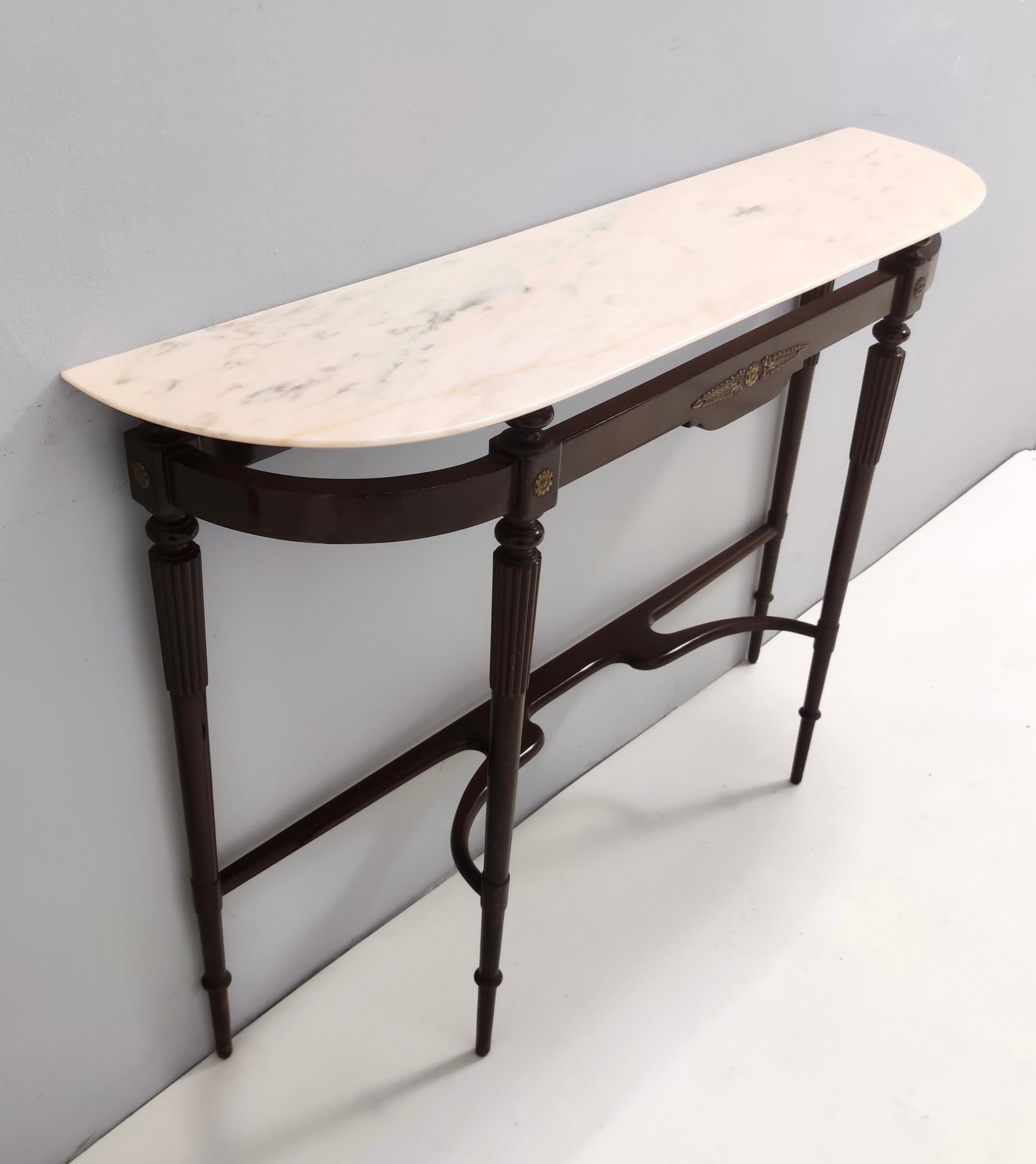 Mid-20th Century Vintage Beech Console Table with Portuguese Pink Marble Top, Italy