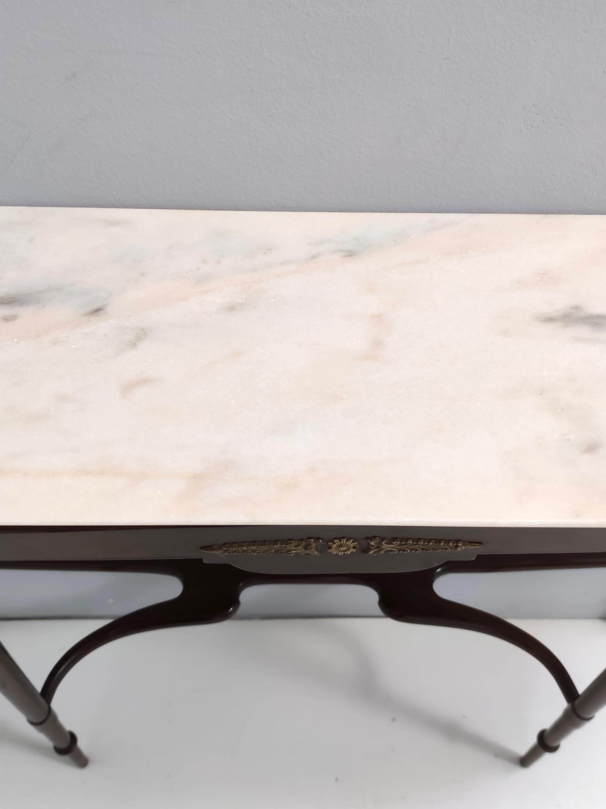 Vintage Beech Console Table with Portuguese Pink Marble Top, Italy 2