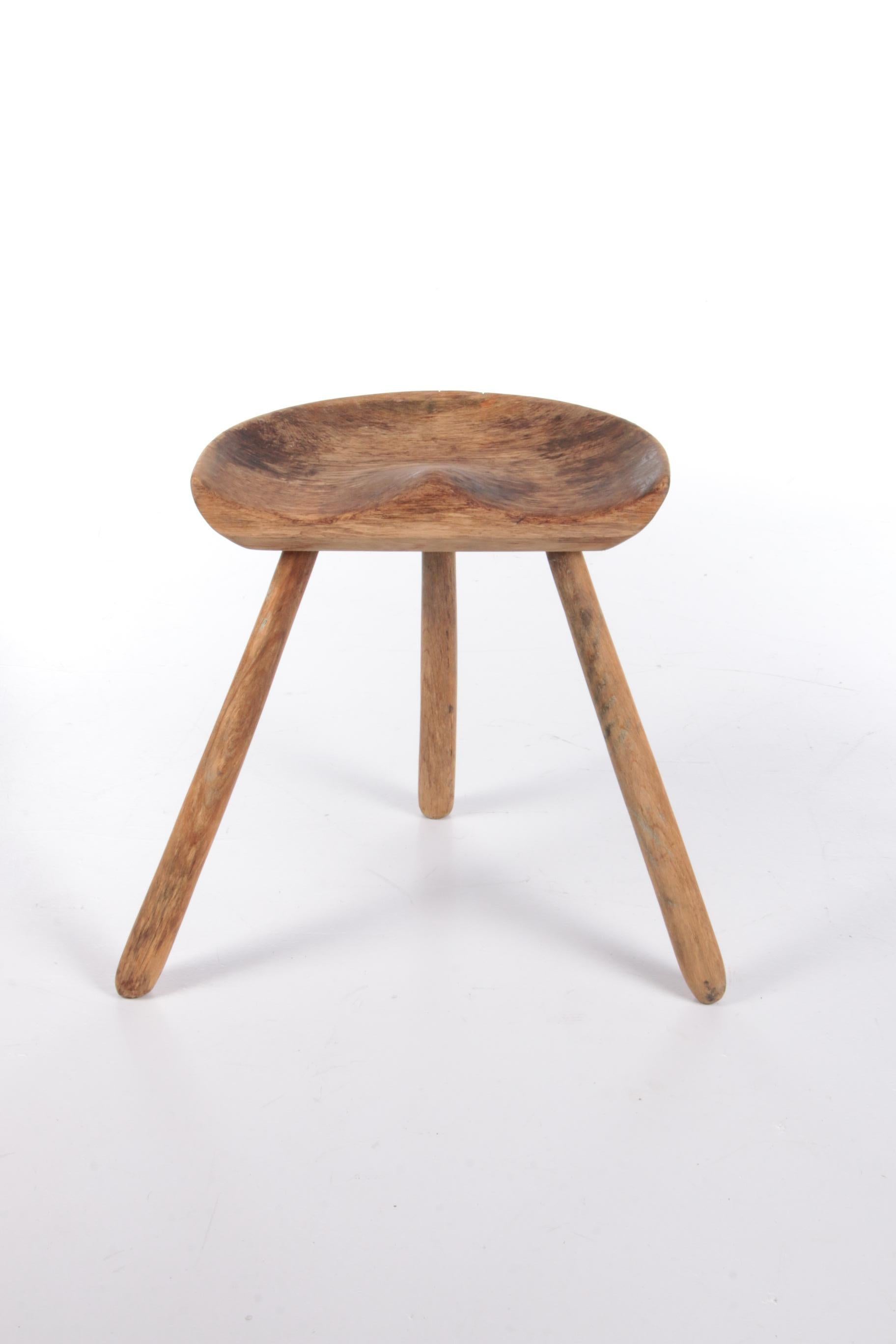 Mid-Century Modern Vintage Beech tripod stool by Mogens Lassen, 1950s Denmark.