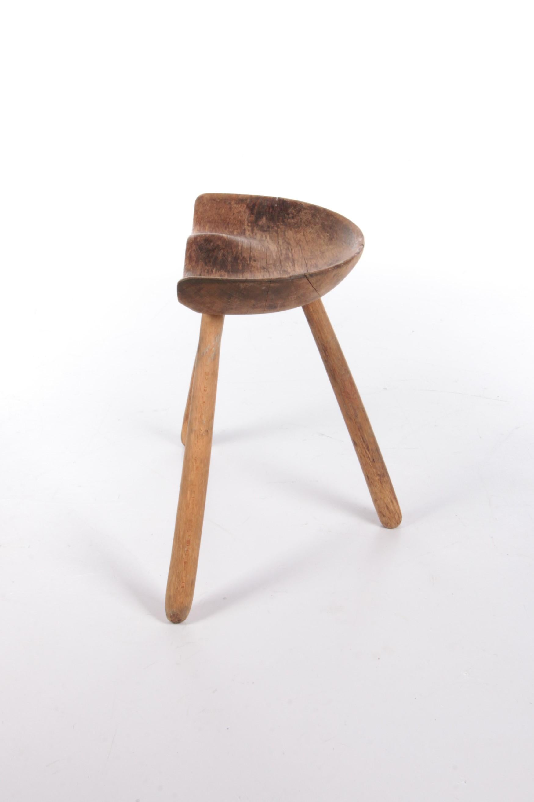 Danish Vintage Beech tripod stool by Mogens Lassen, 1950s Denmark.