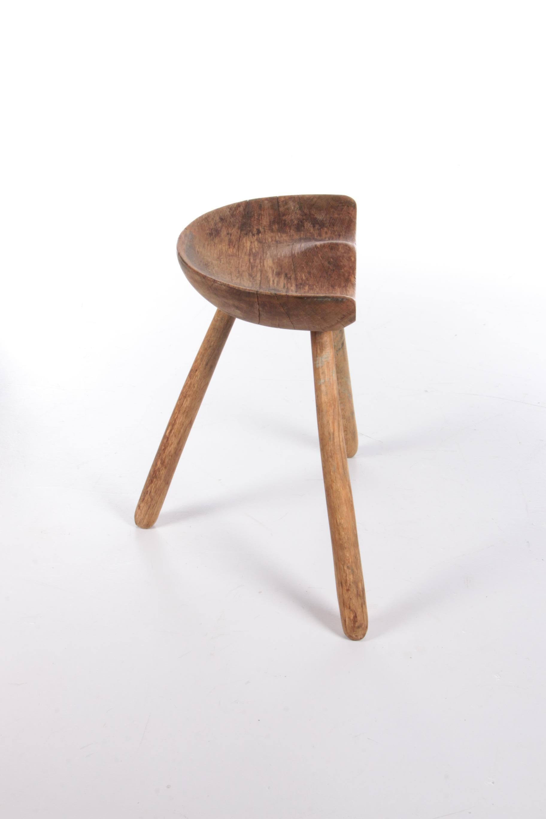 Mid-20th Century Vintage Beech tripod stool by Mogens Lassen, 1950s Denmark.