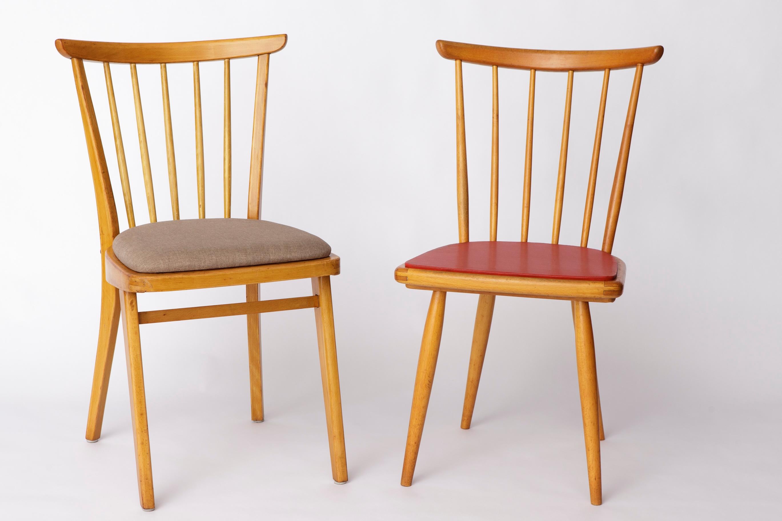 Chaise de cuisine vintage en bois de Beeche - 1960s German Design, Grey Upholstery en vente 2