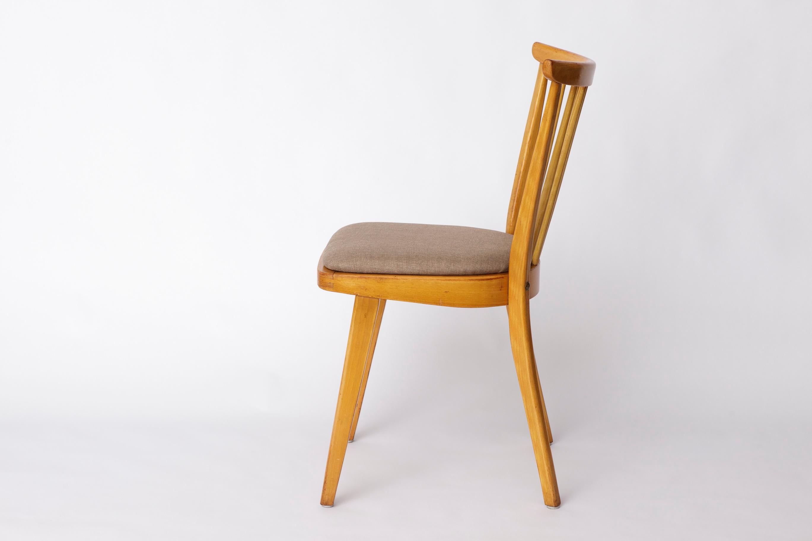 Poli Chaise de cuisine vintage en bois de Beeche - 1960s German Design, Grey Upholstery en vente