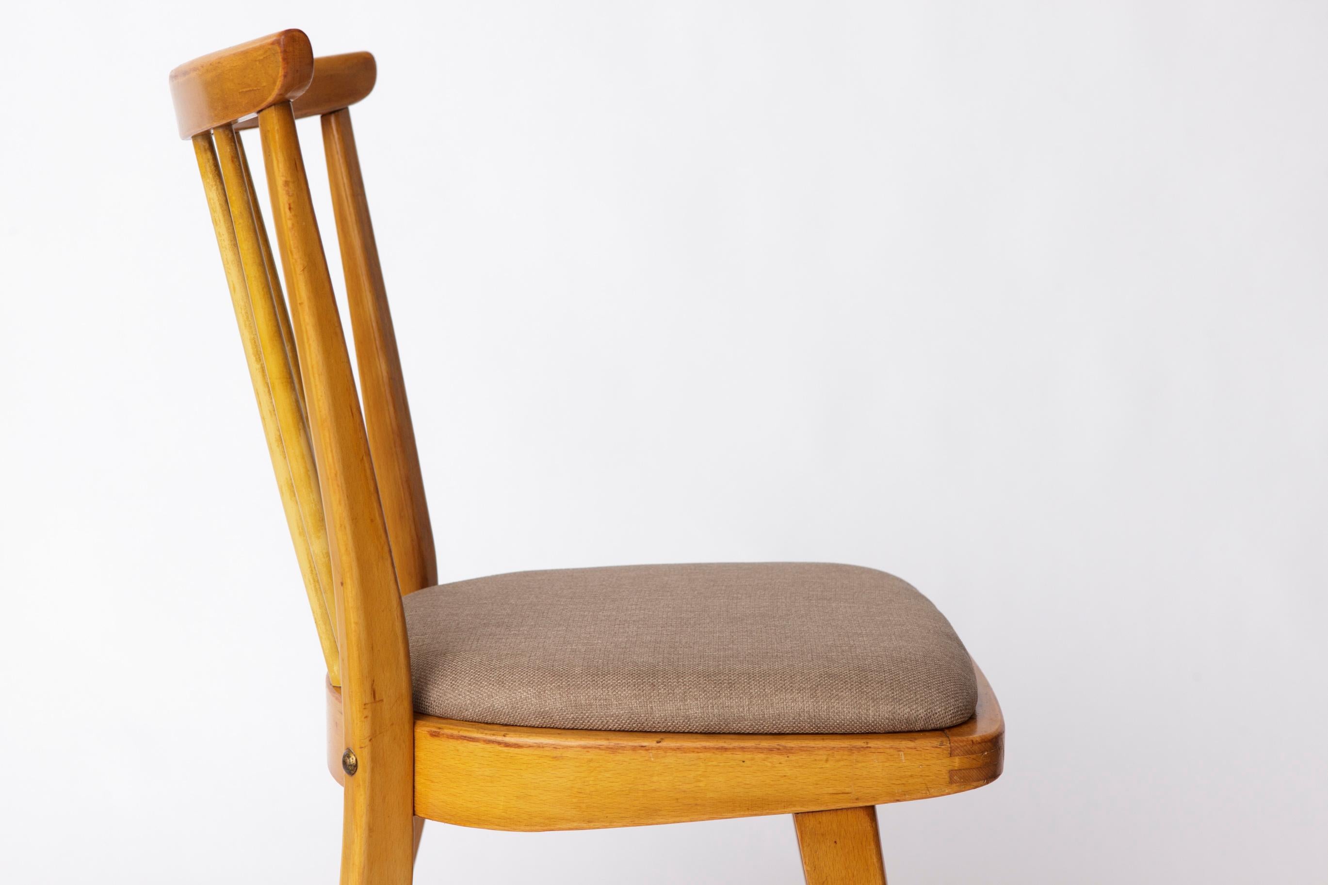 Chaise de cuisine vintage en bois de Beeche - 1960s German Design, Grey Upholstery en vente 1