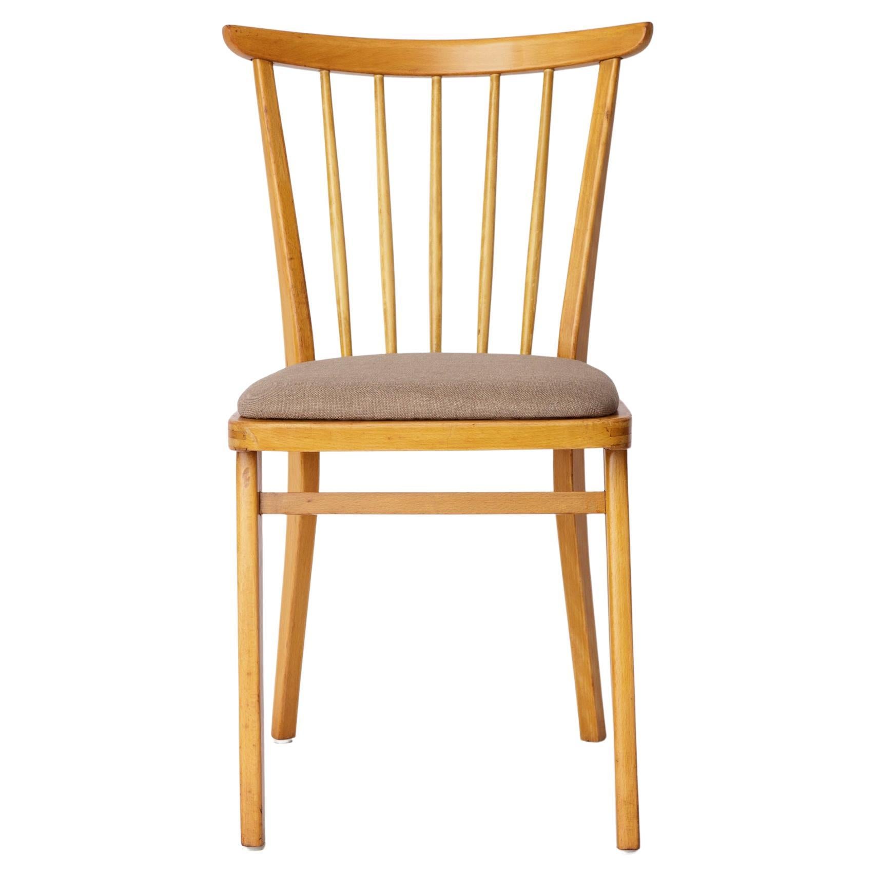 Chaise de cuisine vintage en bois de Beeche - 1960s German Design, Grey Upholstery en vente