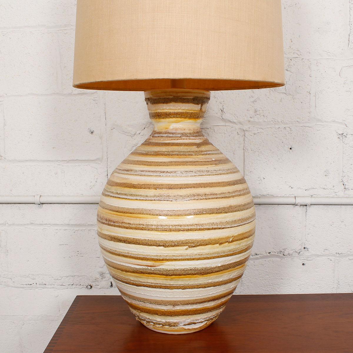 Mid-Century Modern Vintage ‘Beehive’ Striped Lava-Textured Lamp For Sale