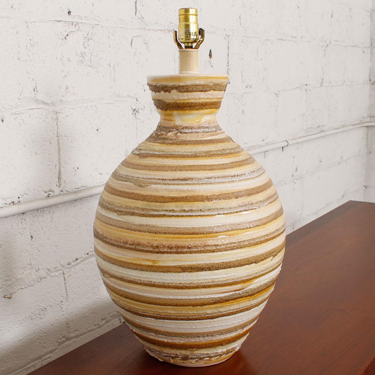 Vintage ‘Beehive’ Striped Lava-Textured Lamp For Sale 2
