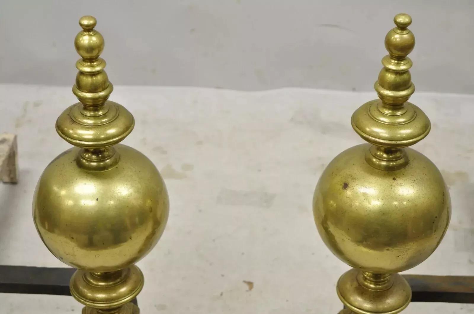 Vintage Beethoven Face French Rococo Cañonera de latón para chimenea - Pareja Vaciado en venta