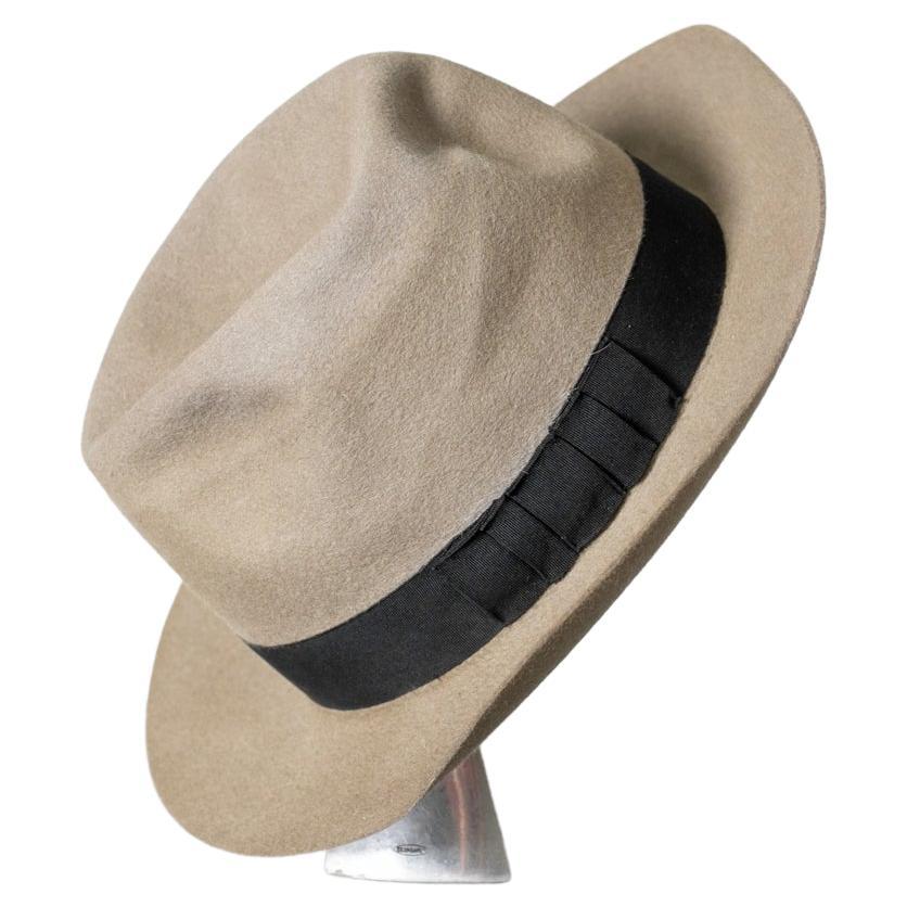 Vintage Beige and Black Felt Hat