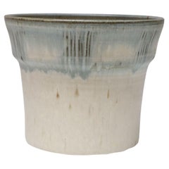 Vintage Beige and Light Blue Studio Pottery Planter Vase by Deanna Nichols