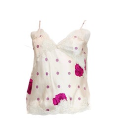 Vintage Beige and Magenta Silk Rose Cami