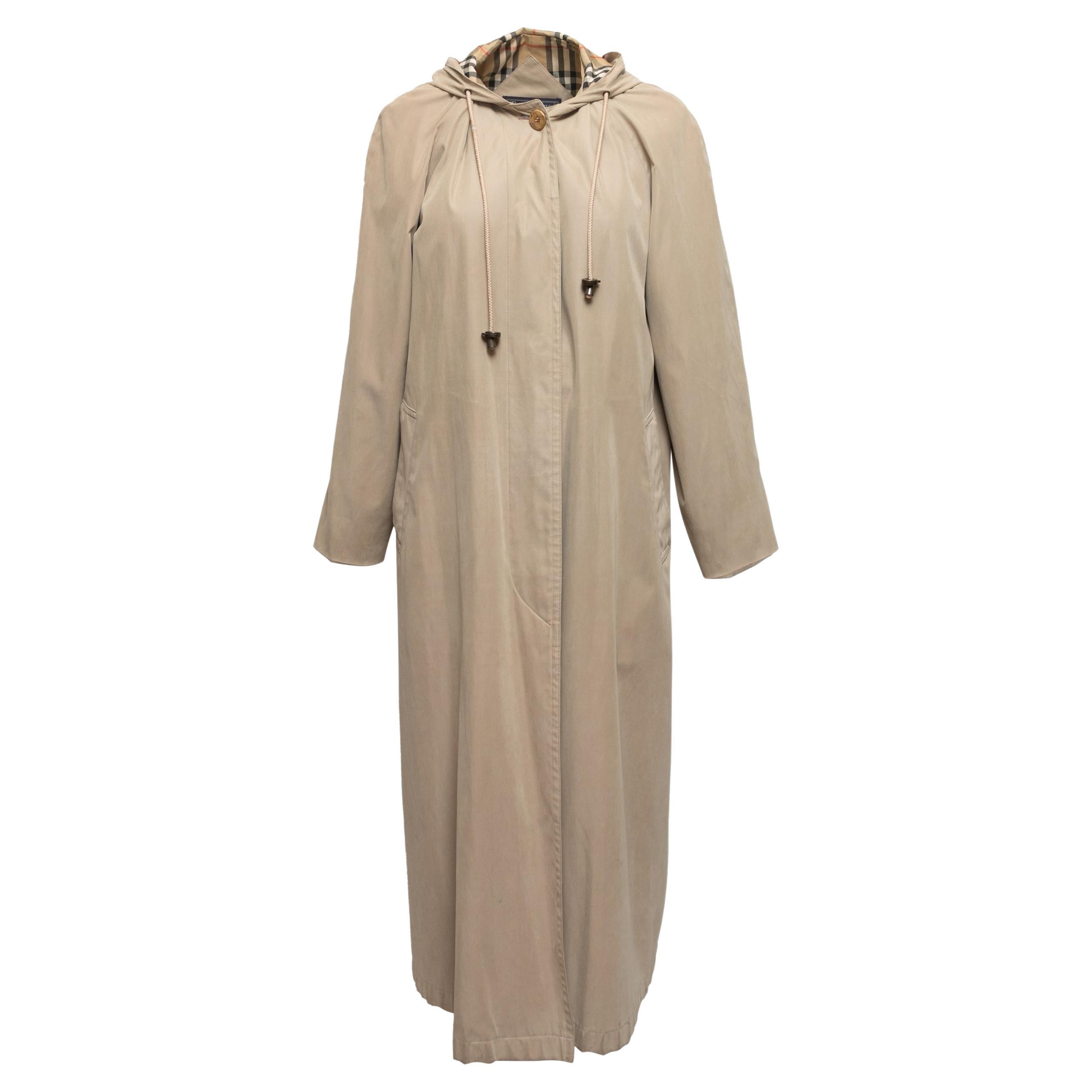 Vintage Beige Burberrys' Long Hooded Trench Coat Size US 8 For Sale at ...