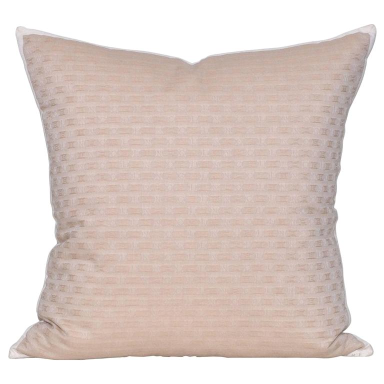 Vintage Beige Celine Fabric with Irish Linen Cushion Pillow For Sale