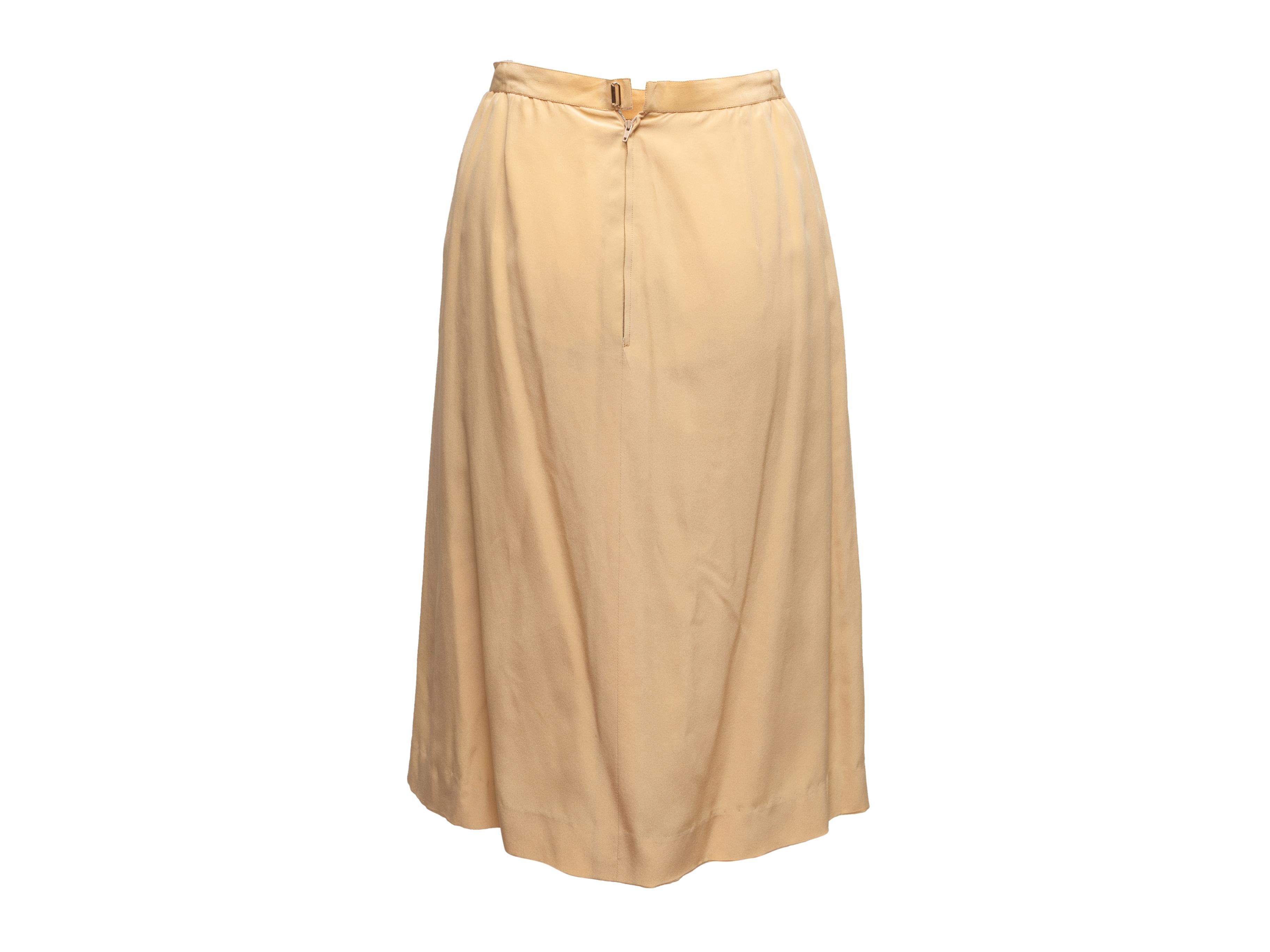 Women's Vintage Beige Chanel Silk Midi Skirt Size FR 38 For Sale