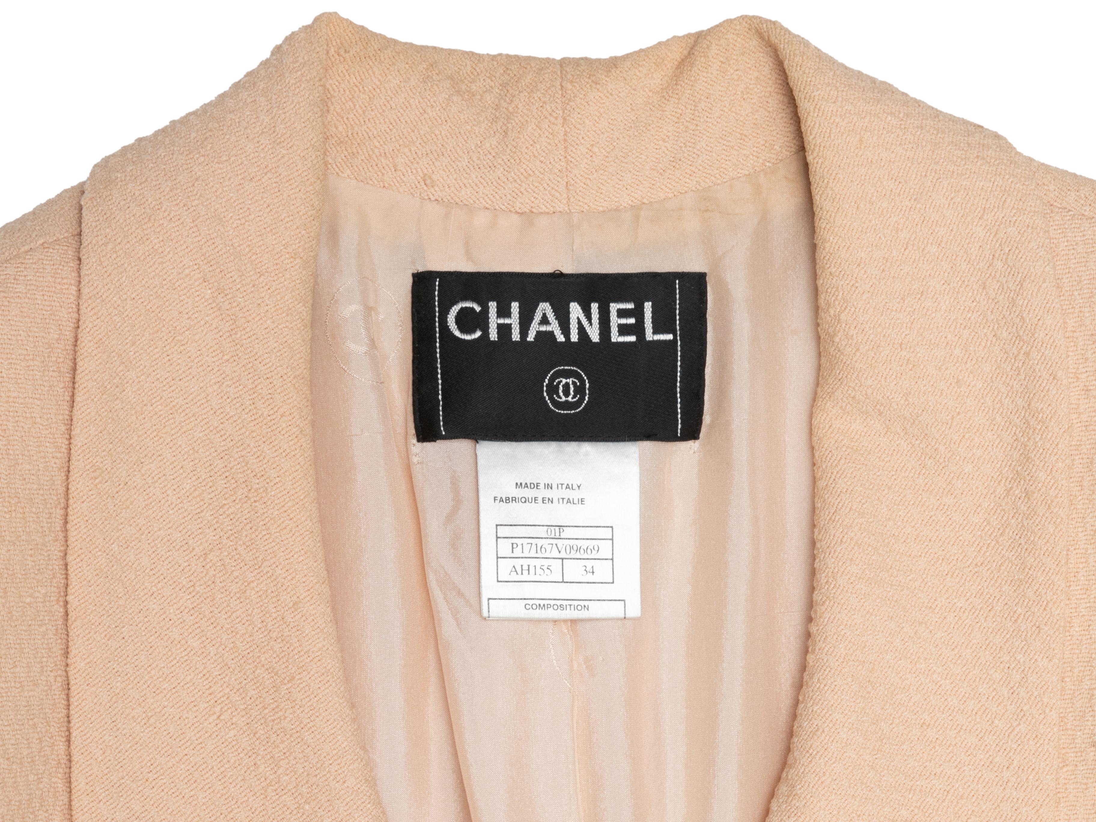Vintage Beige Chanel Frühjahr/Sommer 2001 Leinen Blazer Größe FR 34 Damen im Angebot