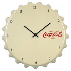 Vintage Beige Coca Cola Advertising Wall Clock, 1970s