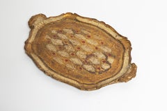 Assiette décorative en bois beige vintage, Italie, années 1960