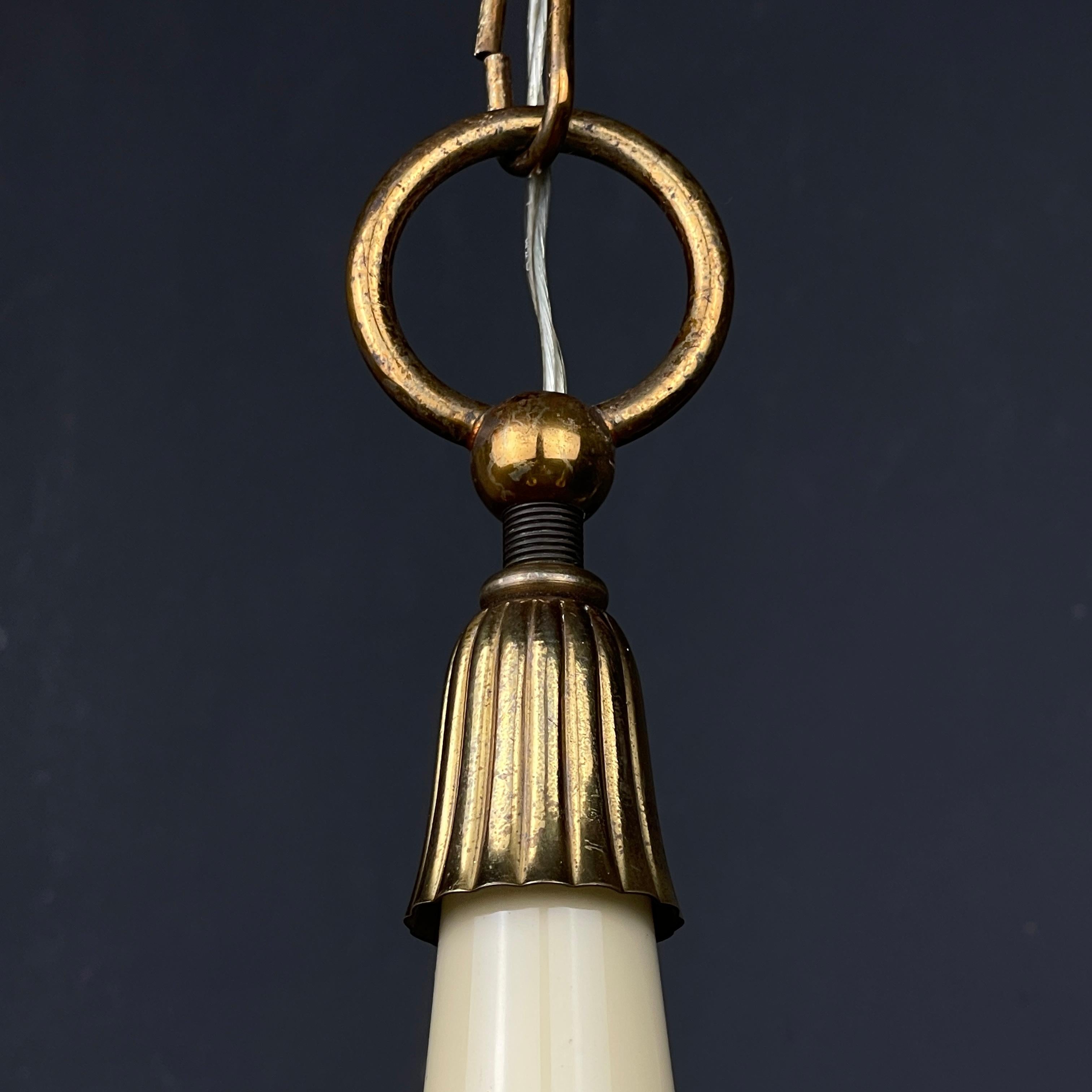 Vintage beige glass chandelier Italy 1950s 5 lights chandelier For Sale 7