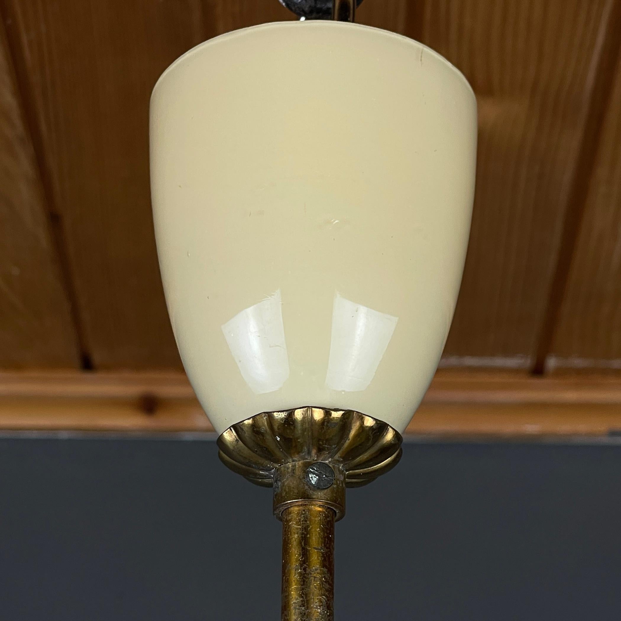 Vintage beige glass chandelier Italy 1950s 5 lights chandelier In Good Condition For Sale In Miklavž Pri Taboru, SI
