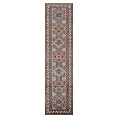 Vintage Beige Green and Red Azerbaijan Wool Persian Pile Runner by Rug & Kilim