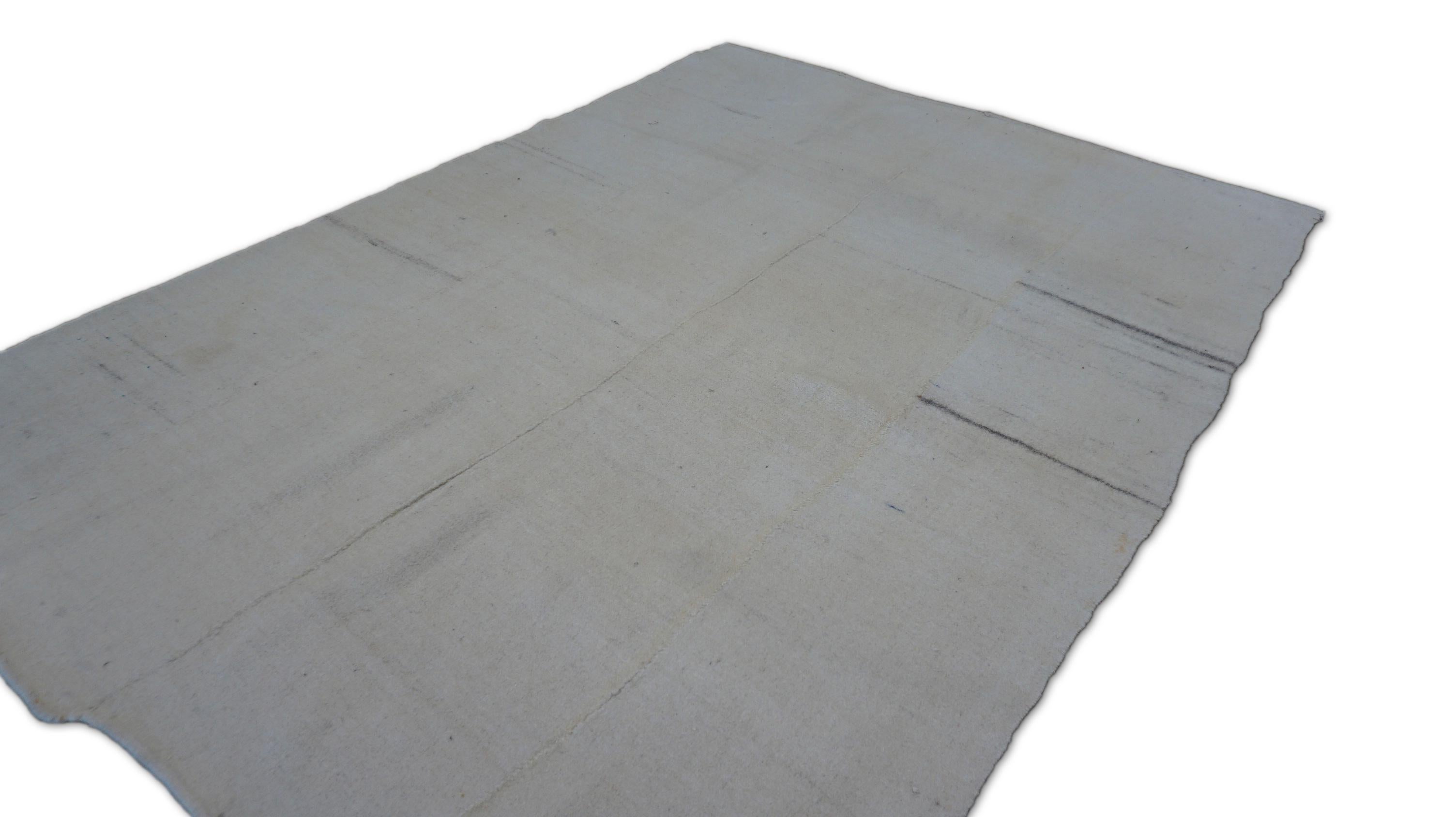Kilim vintage de lana beige/marfil 5'5''x7'5'' Turco en venta