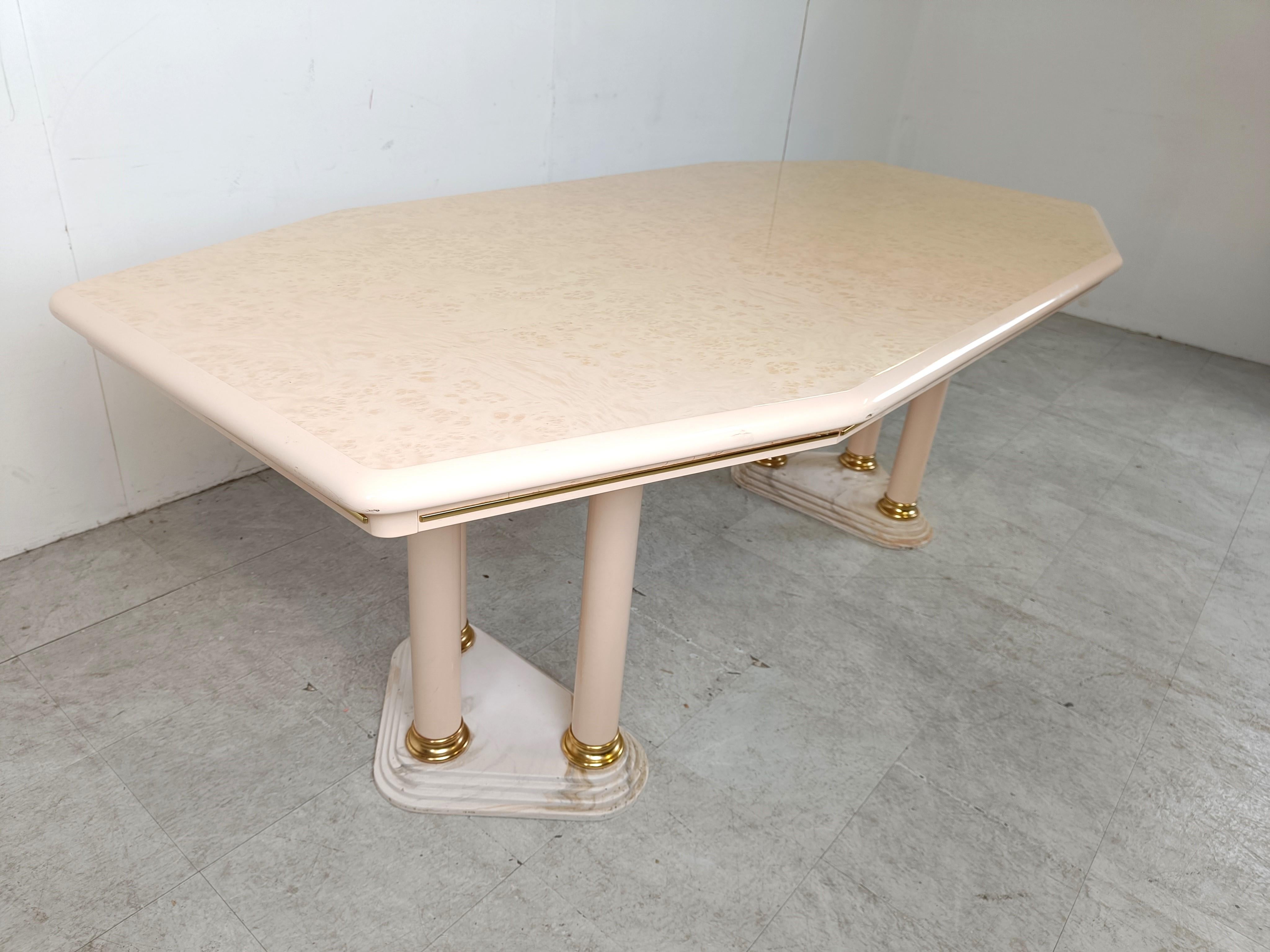 Vintage beige lacquered dining table, 1970s For Sale 3