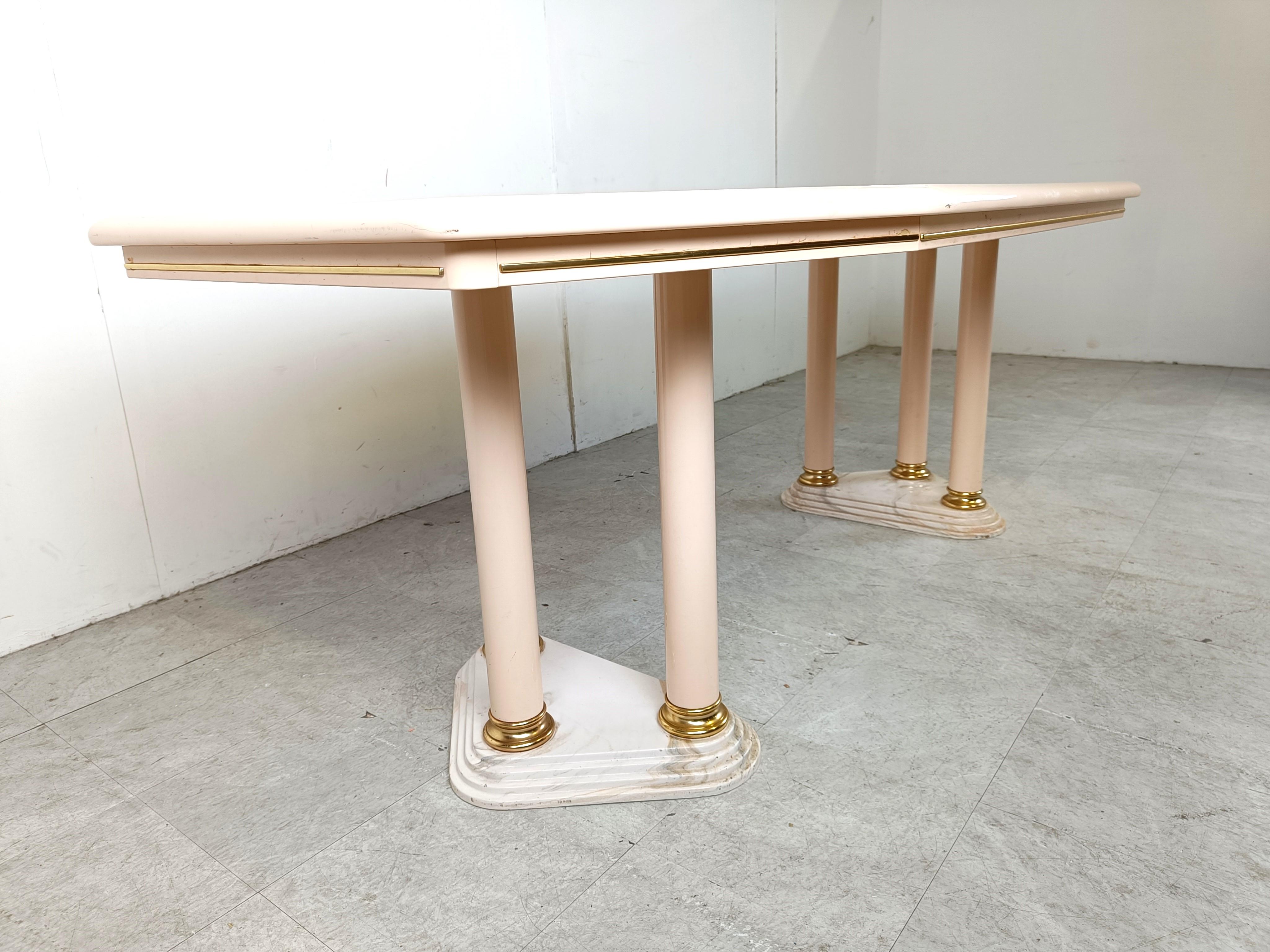 Vintage beige lacquered dining table, 1970s For Sale 4