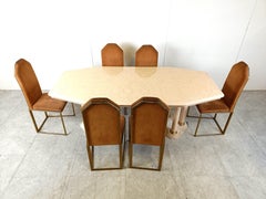 Vintage beige lacquered dining table, 1970s