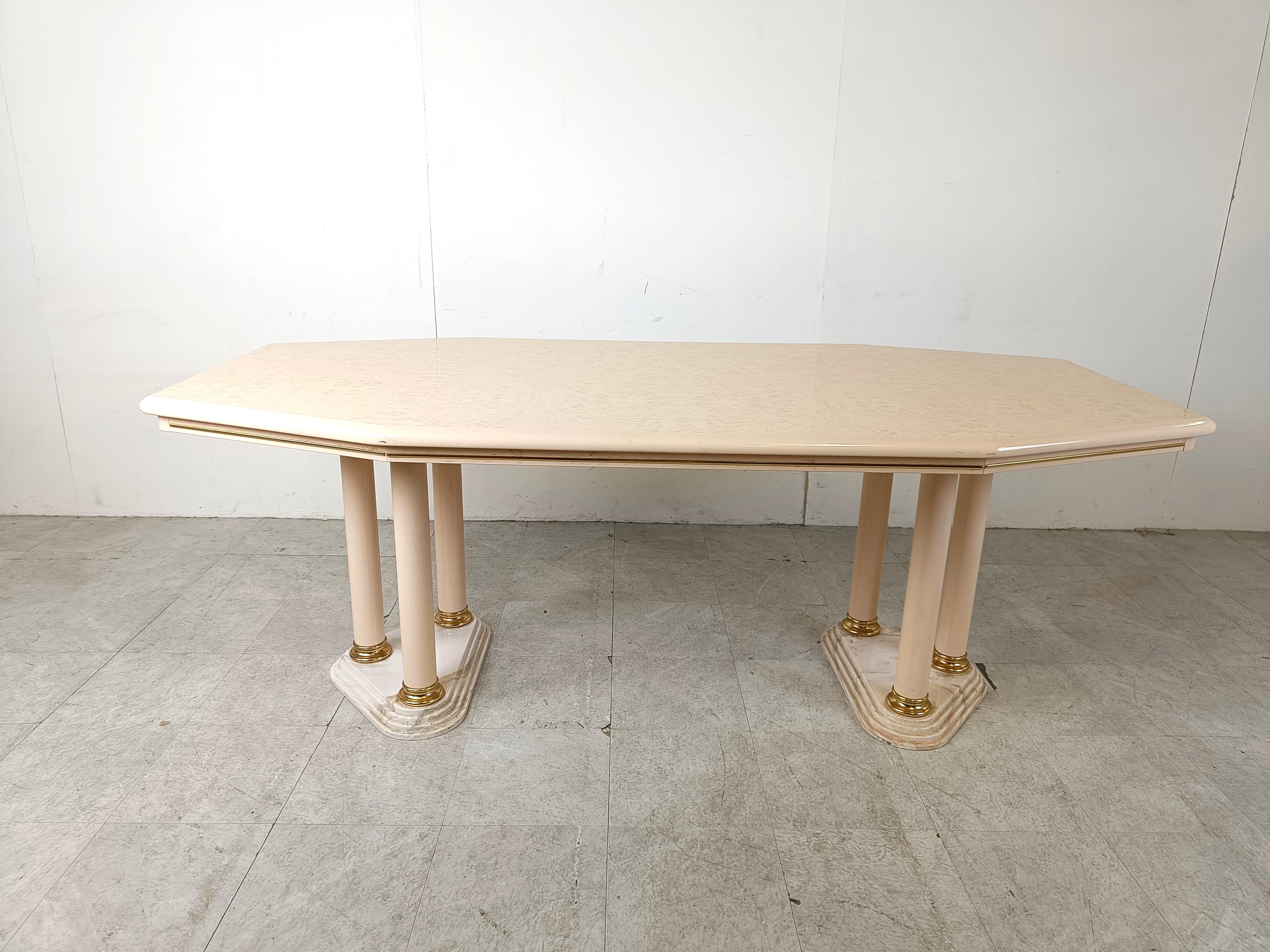 Late 20th Century Vintage beige lacquered dining table, 1970s For Sale