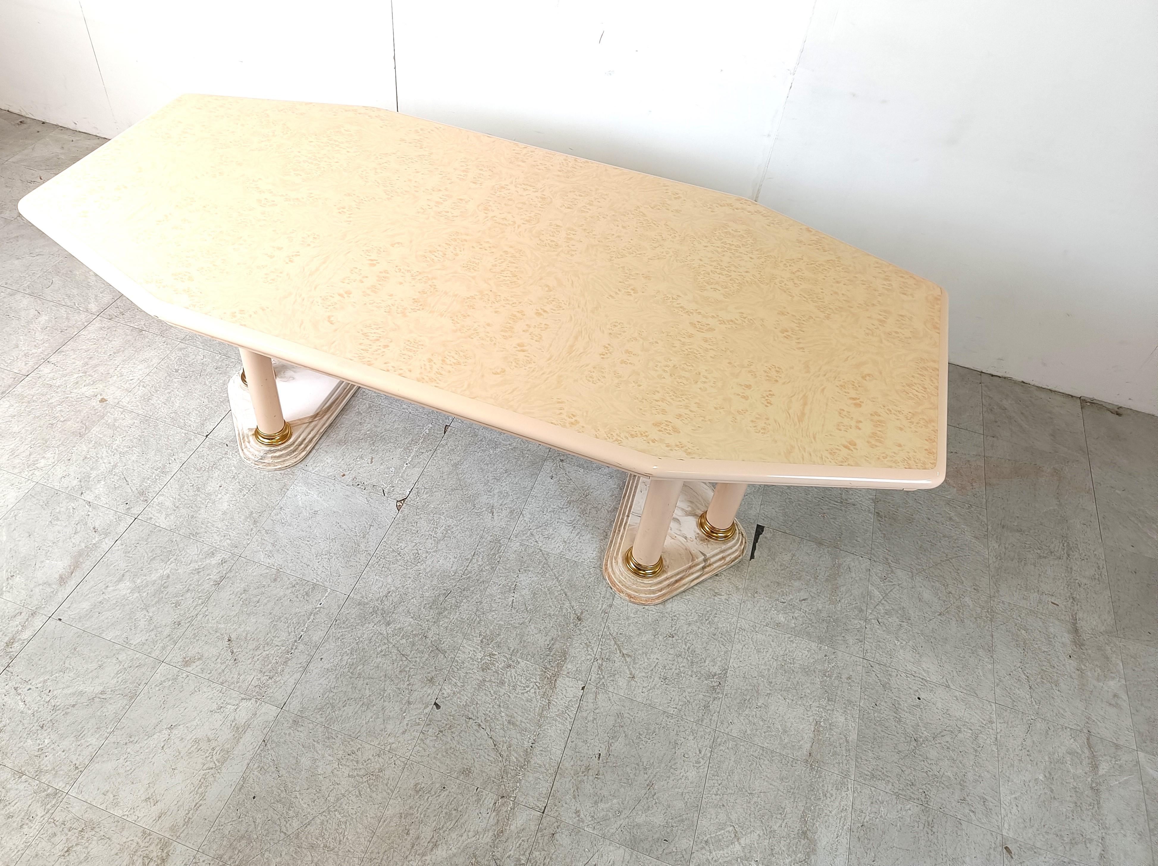 Vintage beige lacquered dining table, 1970s For Sale 2