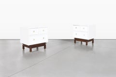 Vintage Beige Lacquered Nightstands by American of Martinsville