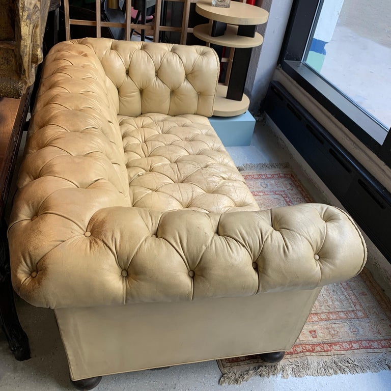 Vintage Beige Leather Chesterfield Sofa at 1stDibs | cream leather  chesterfield sofa, beige leather sofa, vintage leather chesterfield sofa