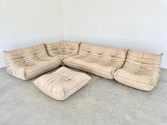 Beige Leather Togo Set by Ligne Roset, 1980s France