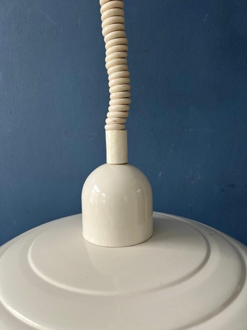 20th Century Vintage Beige Metal Space Age Pendant Lamp, 1970's For Sale