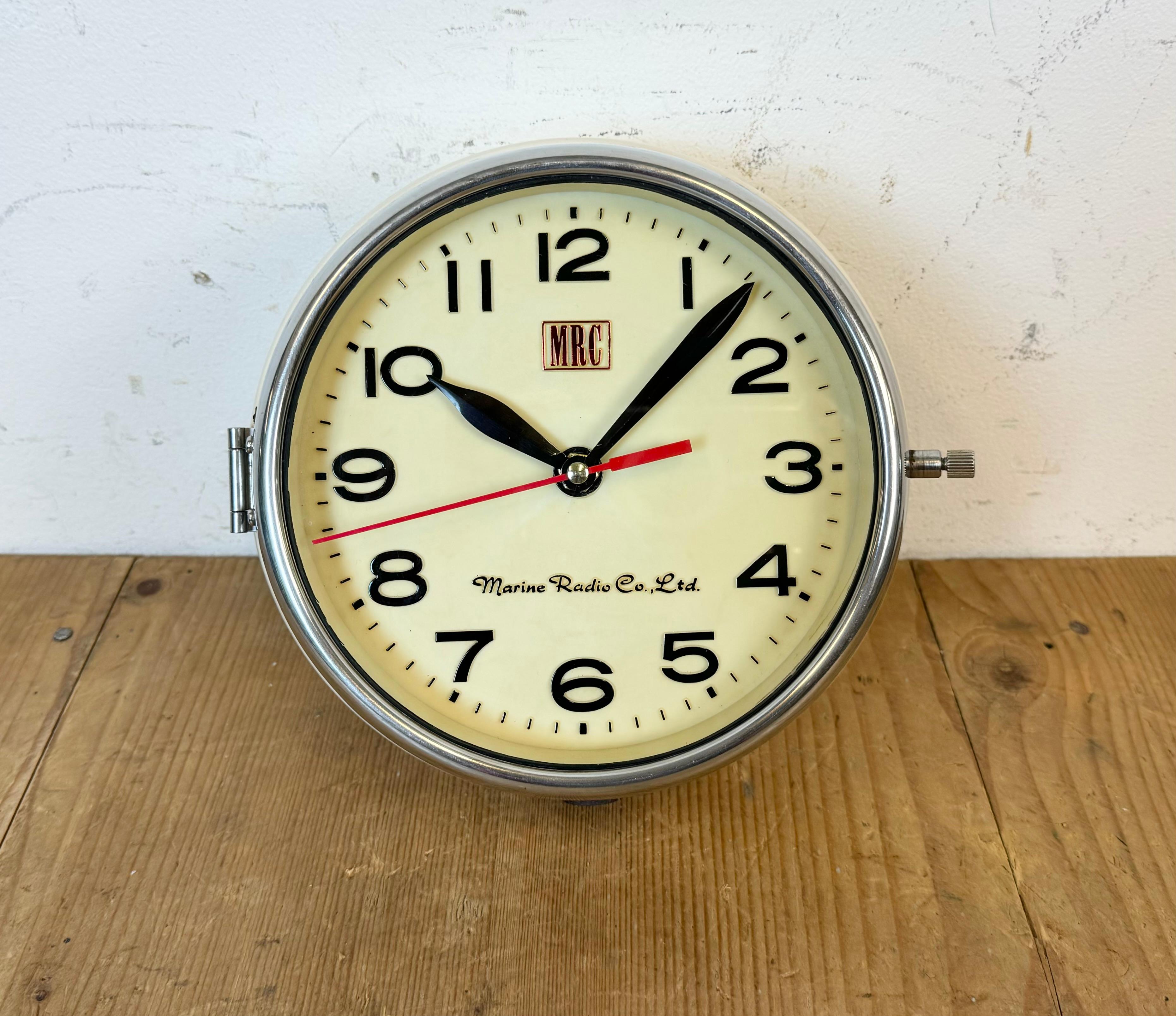 Industrial Vintage Beige MRC Ship’s Wall Clock, 1970s For Sale