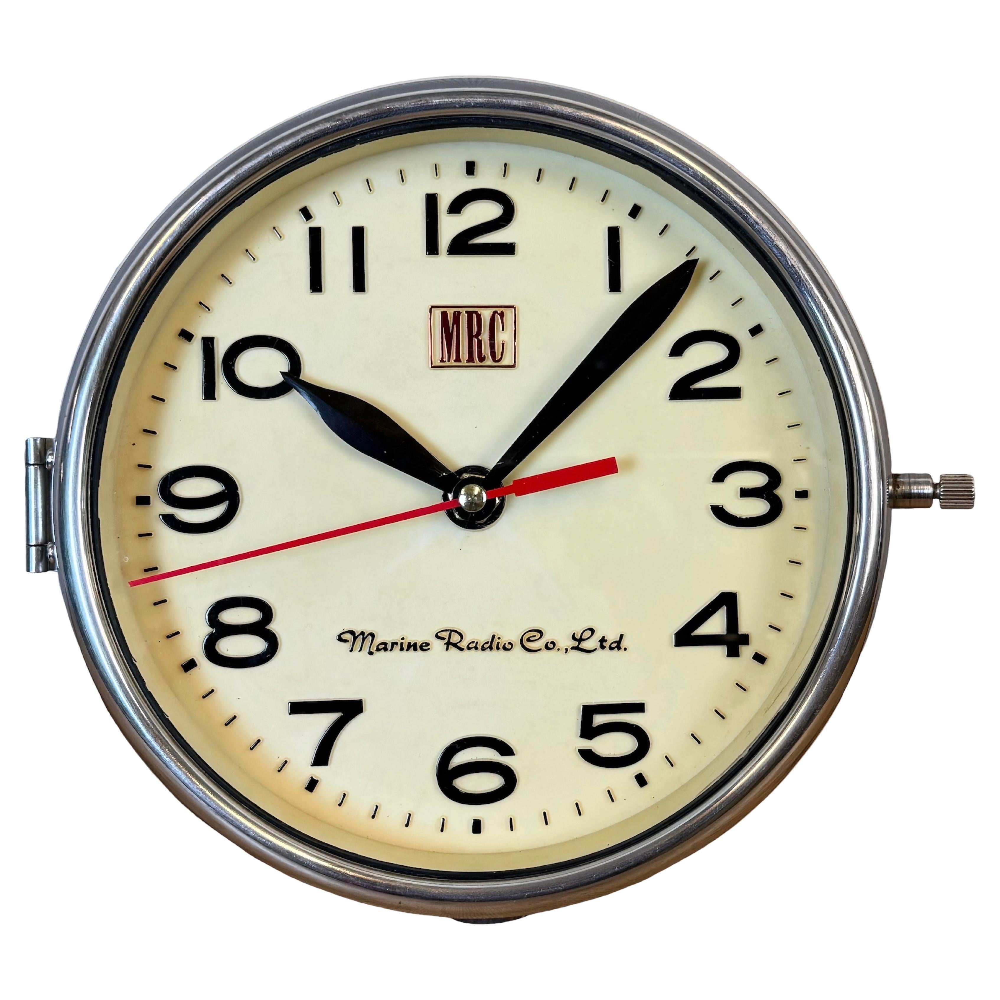 Vintage Beige MRC Ship’s Wall Clock, 1970s For Sale