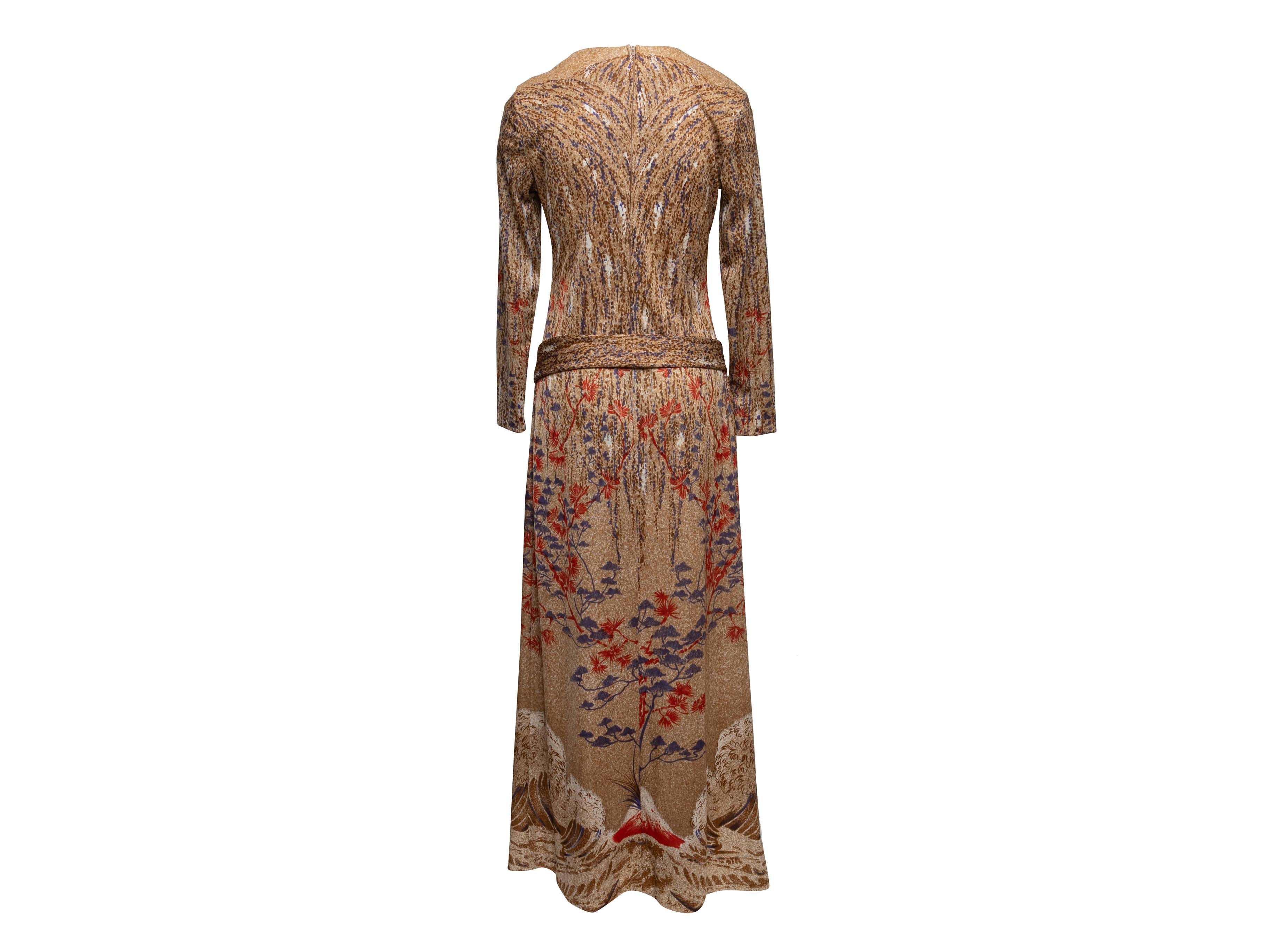Women's Vintage Beige & Multicolor Lanvin Tree Print Maxi Dress Size US S For Sale