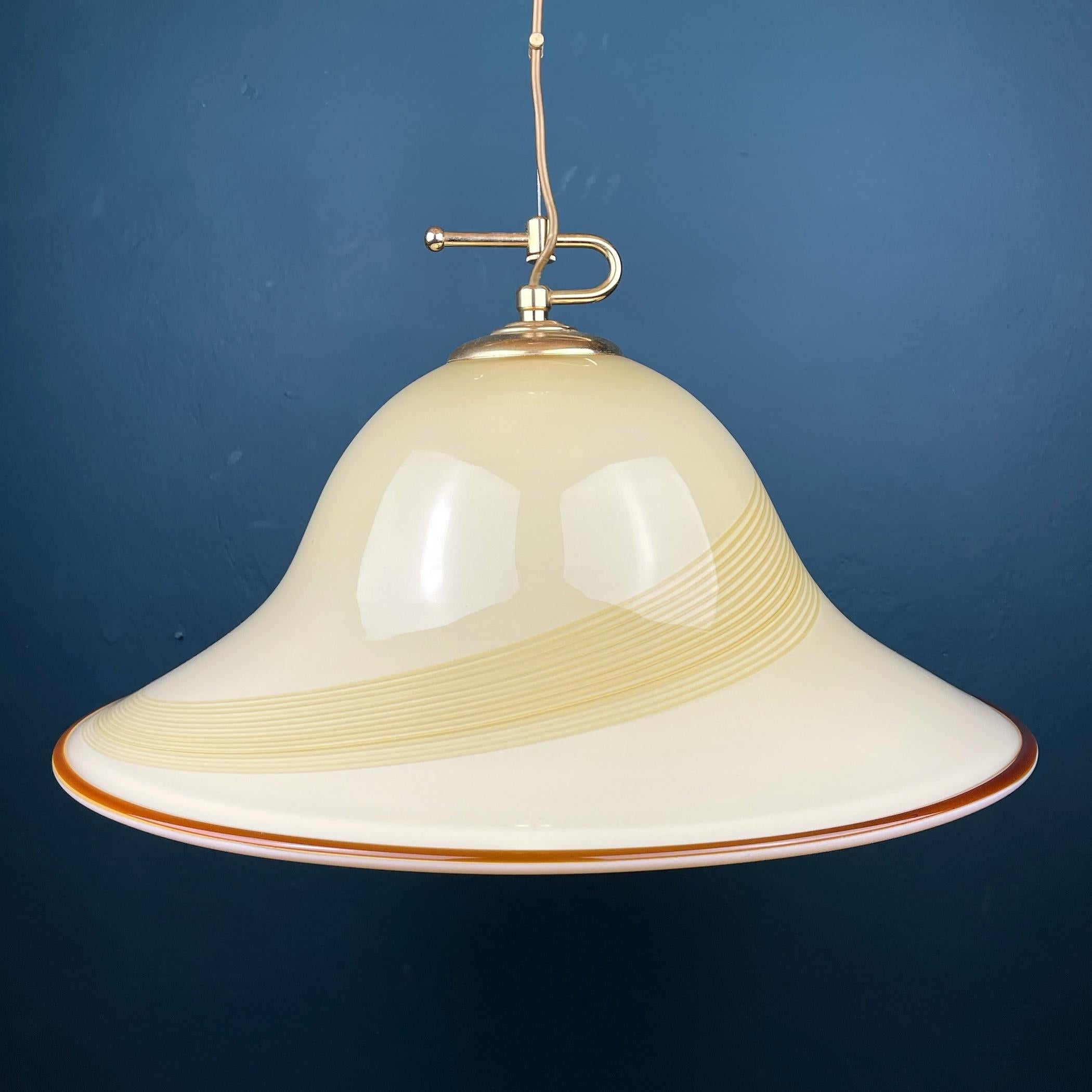 Vintage Beige Murano Glass Pendant Lamp by De Majo, Italy, 1970s For Sale 6