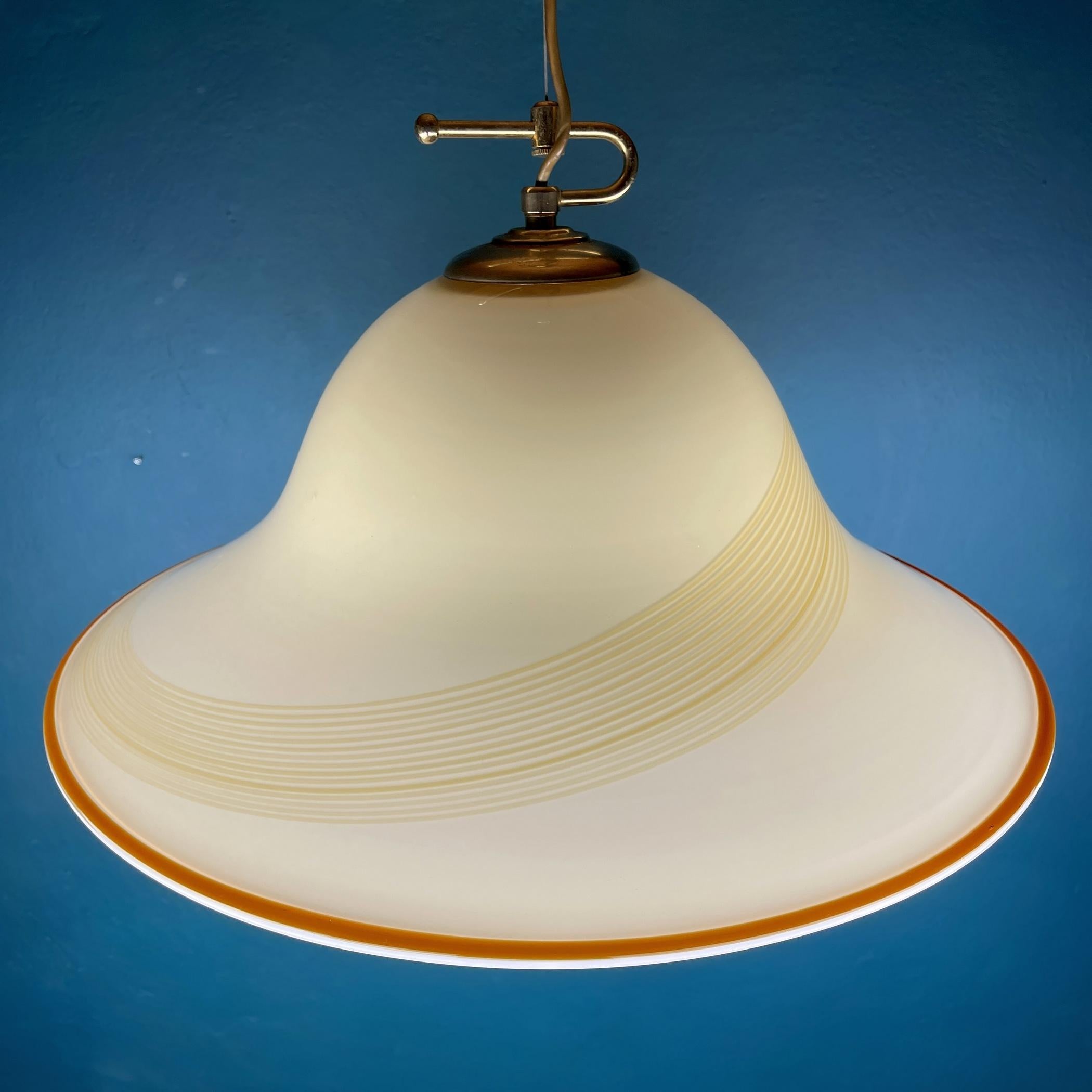 Vintage Beige Murano Glass Pendant Lamp by De Majo, Italy, 1970s For Sale 7
