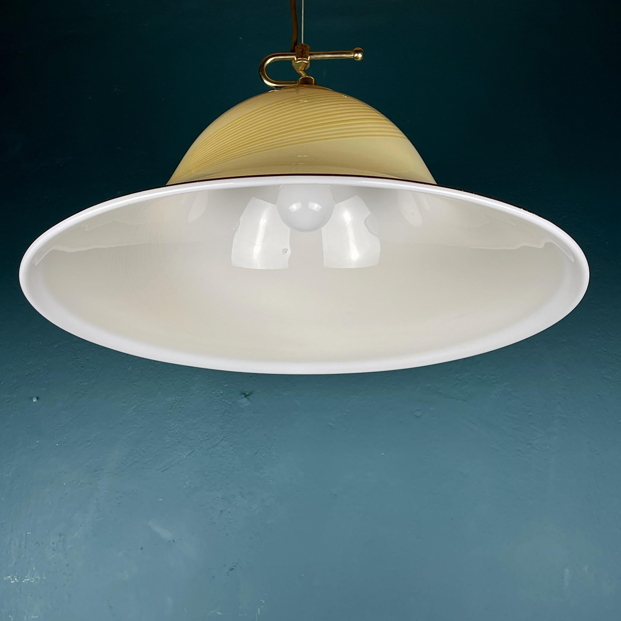 20th Century Vintage Beige Murano Glass Pendant Lamp by De Majo, Italy, 1970s For Sale